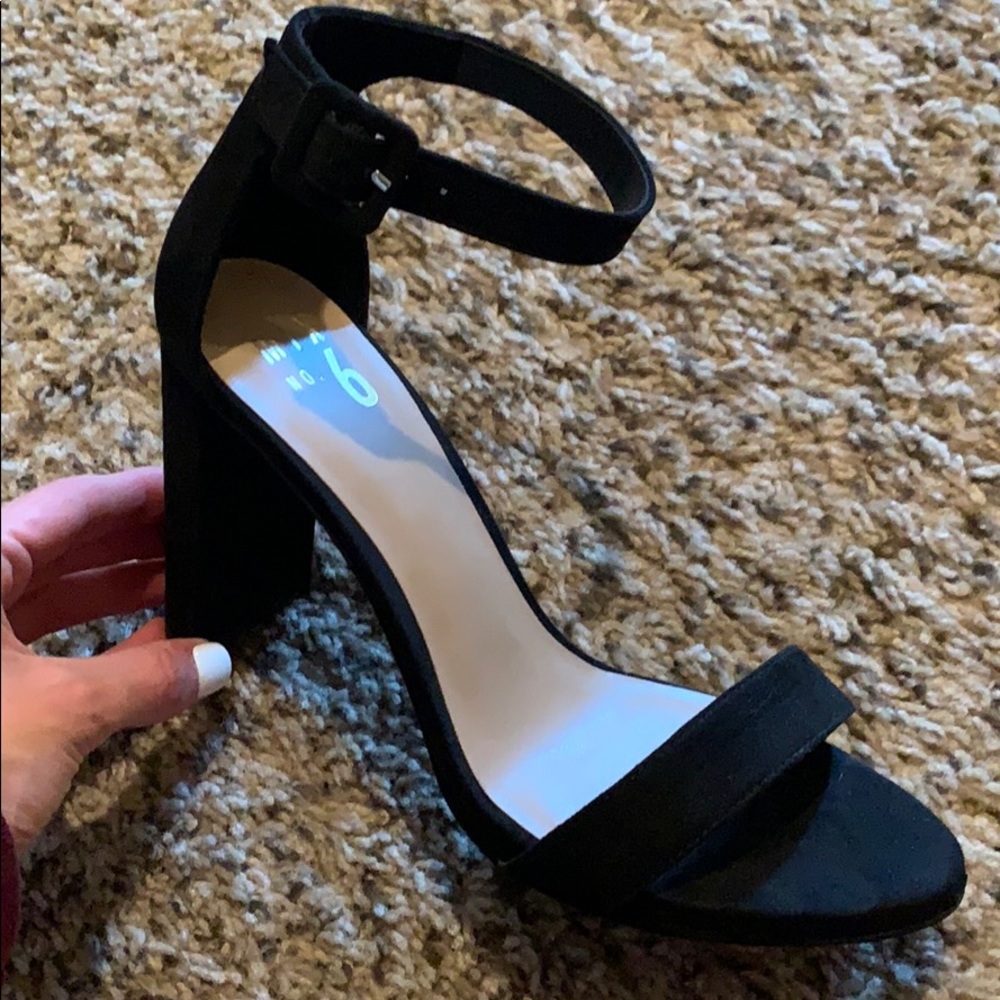 Classic black strap heel